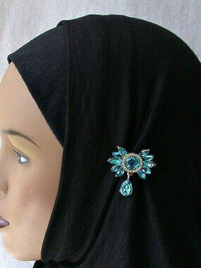 Blue Crystal Fashion Bow Tie Hijab Pin Bridal Brooch